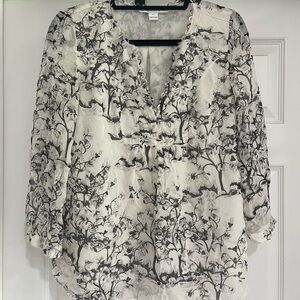 Diane Von Furstenberg Monochrome Tree Print Blouse
